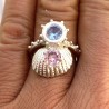 Anillo Plata Brisa del mar Agua Marina y Rosa Francia