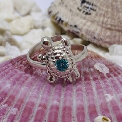 Anillo Plata Tortuga y Cristal Turquesa