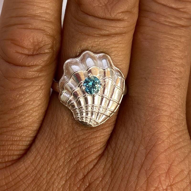 Anillo Plata Reina Del Mar y Cristal Turquesa