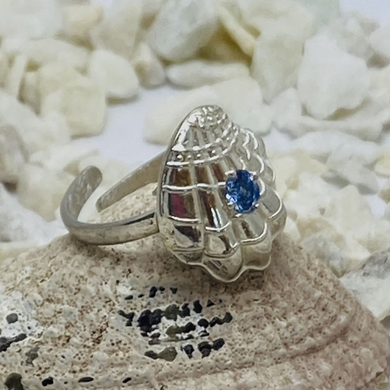 Anillo Plata Reina Del Mar y Cristal Artic Blue