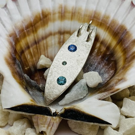 Collar Plata Tabla Surf y Cristales