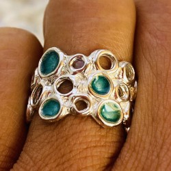 Anillo Plata Mosaico Círculo