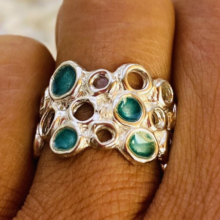 Anillo Plata Mosaico Círculo