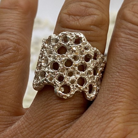 Anillo Plata Orgánico Lunar