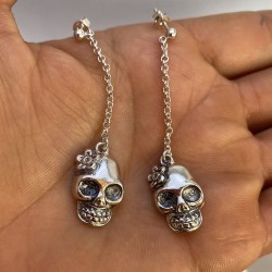 Aro Plata Calavera Con Cadena