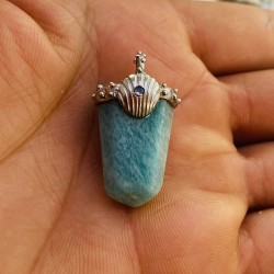 Amuleto Plata Amazonita y concha Con Cristal