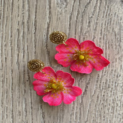 Aros Flor Jazmin / Fucsia - dorado