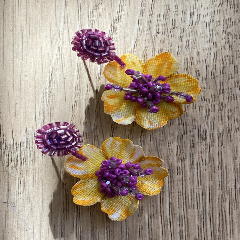 Aros Flor Jazmin / Amarillo - Lavanda