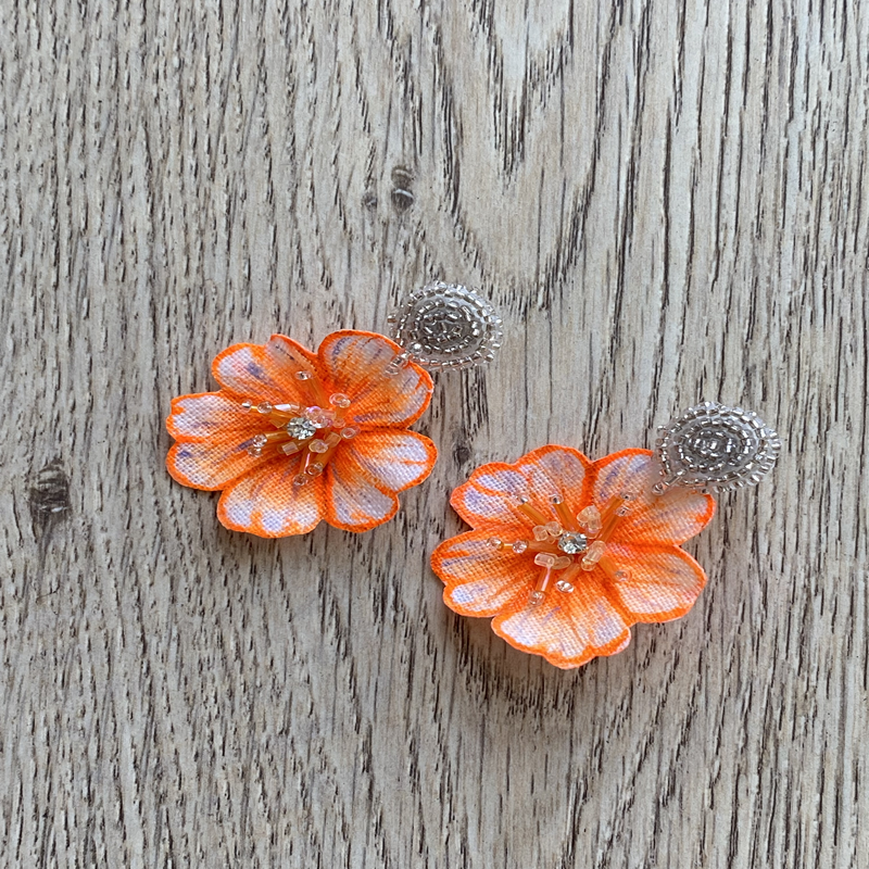 Aros Flor Jazmin / Naranjo - plateado