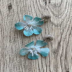 Aros Flor Jazmín / Aqua - plateado