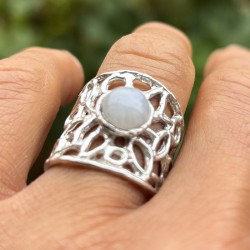 Anillo Plata Gótico Piedra Luna