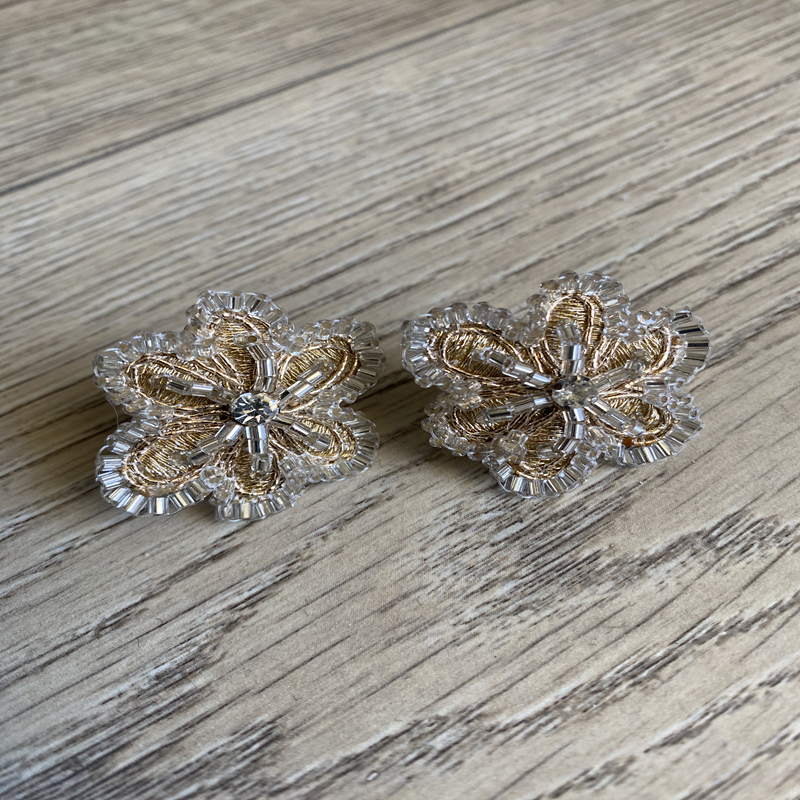 Aros Topos Flor Plateada