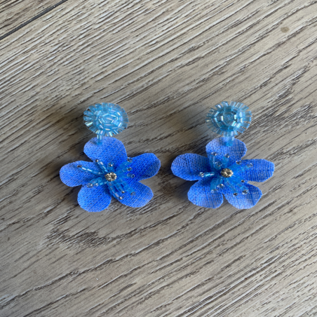 Aros Flor Jazmín / Celeste