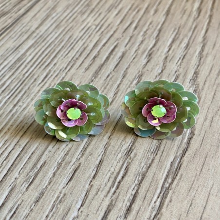 Topos Flor - Verde / Rosa