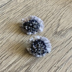 Topos Pompón Plata / Blanco