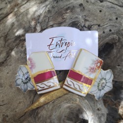 Aros kintsugi con flor