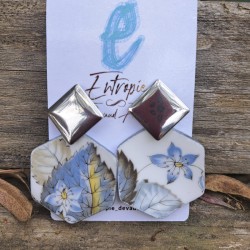 Aros hexágono hojas azules