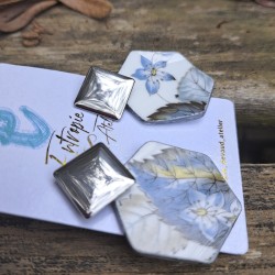 Aros hexágono hojas azules