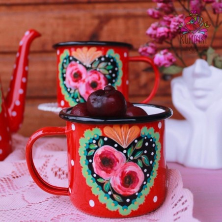 Enlozado peltre mediano rojo corazón