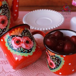 Enlozado peltre mediano rojo corazón