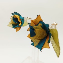 Aros Botón Petróleo Dorado