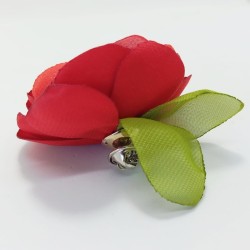 Pin Carmen flor grande rojo encendido