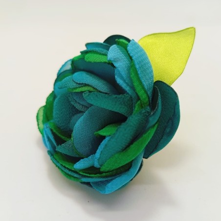 Pin Carmen flor grande turquesa verde