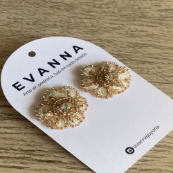 Aros Topos Flor Marfil