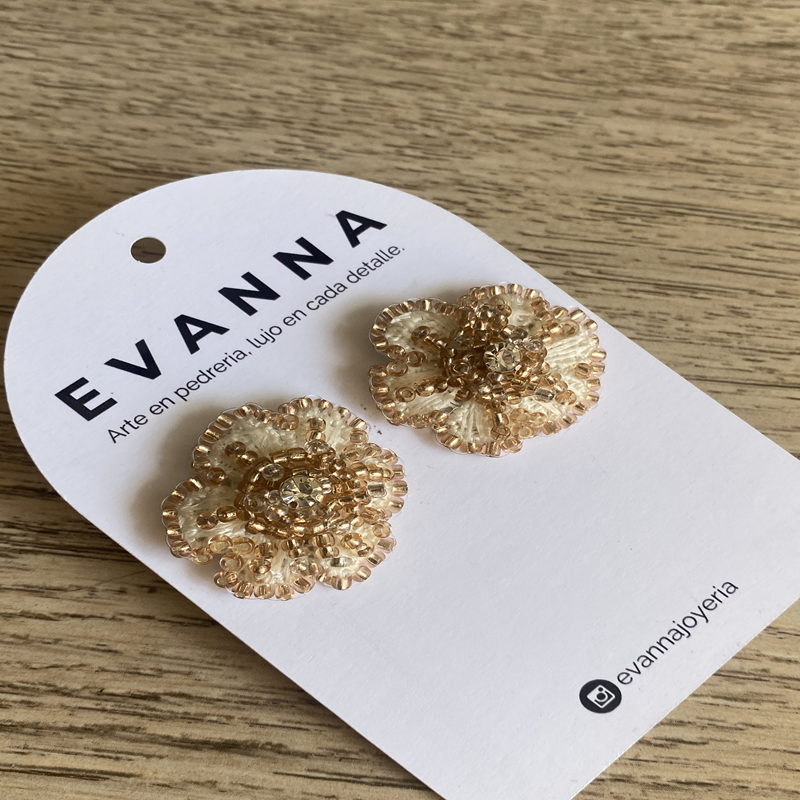 Aros Topos Flor Marfil