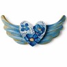 Corazón Alado Azul Floreado
