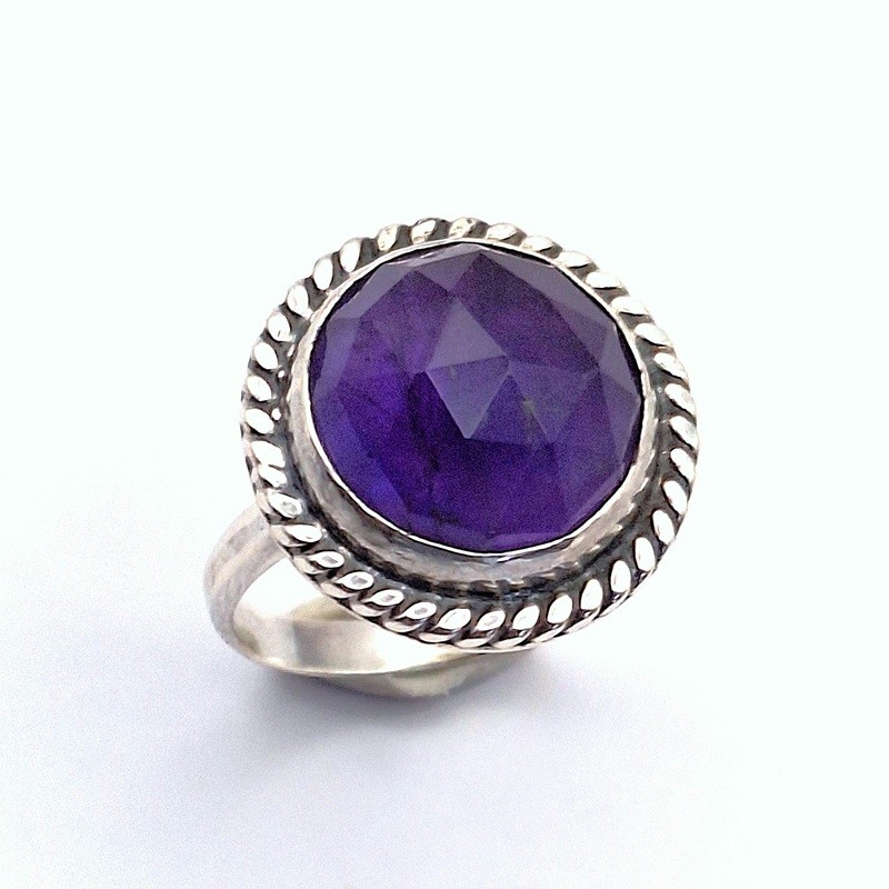 Anillo Amatista borde trenza