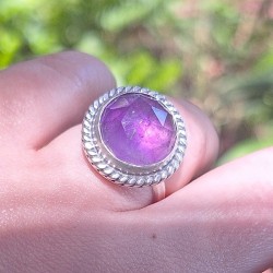 Anillo Amatista borde trenza
