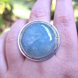 Anillo Aguamarina redondo maxi plata