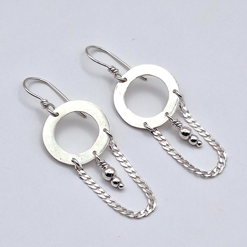 Aros plata círculos cadenas