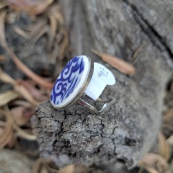 Anillo Ovalado diseño Azul