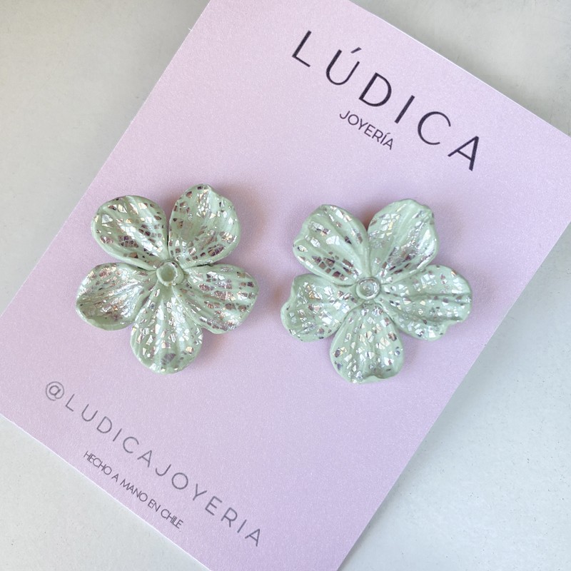 Flor Verde Nilo y plata M