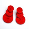 Aros triple círculo rojo soutache