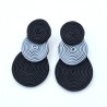 Aros tripe círculo negro y gris soutache