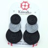 Aros tripe círculo negro y gris soutache