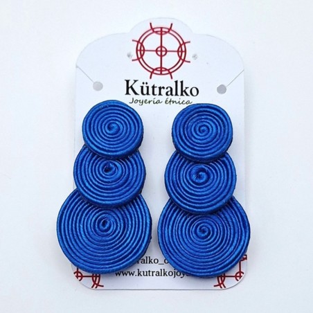 Aros triple círculo azul soutache
