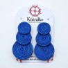 Aros triple círculo azul soutache