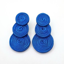 Aros triple círculo azul soutache