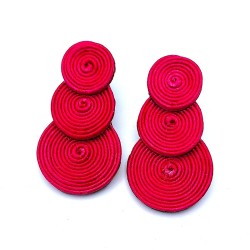 Aros triple círculo fucsia soutache