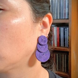 Aros tripe círculo violeta soutache