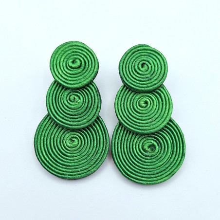 Aros triple círculo verde soutache