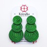 Aros triple círculo verde soutache