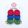 Aros triple círculo fuscia azul verde soutache