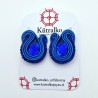 Aros gota azul rey soutache