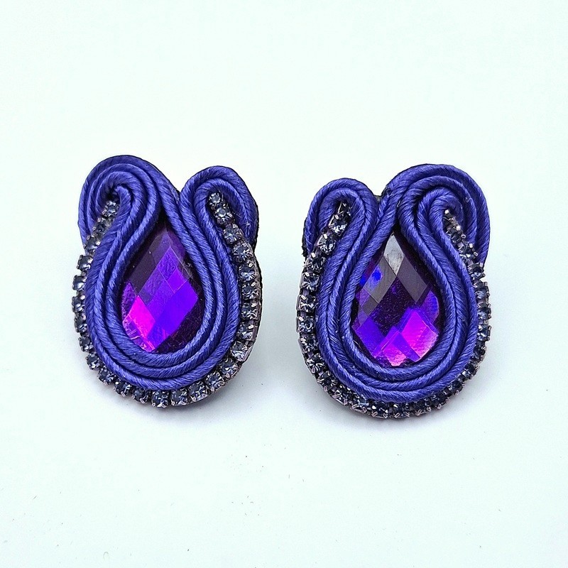 Aros gota violeta soutache