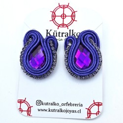 Aros gota violeta soutache